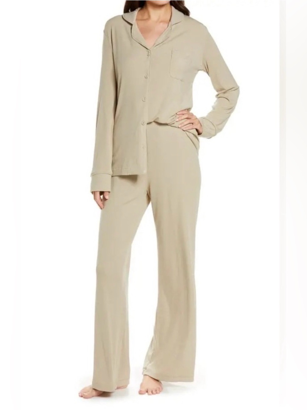 SKIMS Taupe Drawstring Wide Leg Sleep Lounge Pants Size XL NWT
